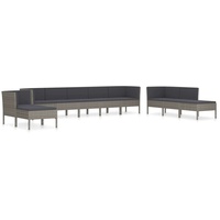vidaXL Polyrattan Lounge Set 10-tlg. grau 3056976