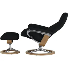 Stressless Relaxsessel Consul Leder 76 x 100 x 71 cm Schwarz mit Hocker