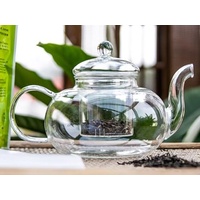 TEA CAA Glas Teekanne Herdsicher - Klare Teekanne mit abnehmbarem Infuser 1000ml | Lose Blatt und Blühender Teebereiter | Teekanne Glas mit Herausnehmbarem Teesieb | Hitzefest und Mikrowellenbeständig