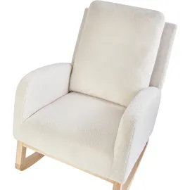 Beliani Schaukelsessel ALSTA Bouclé 68 x 100 x 100 cm Cremeweiß