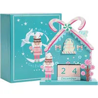 Weihnachts-Adventskalender aus Holz, Walnuss-Soldat-House-Weihnachts-Countdown-K