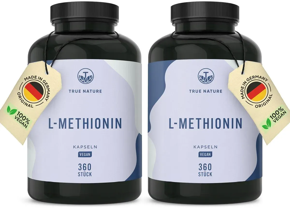 True Nature® L-Methionin Kapseln - Essentielle Aminosäure Vegan & Made in Germany 2x360 St