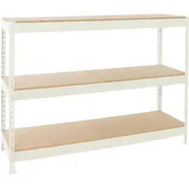 Proregal Schwerlastregal Wood Beast Three HxBxT 200x240x75cm | Fachlast 400kg | Weiß