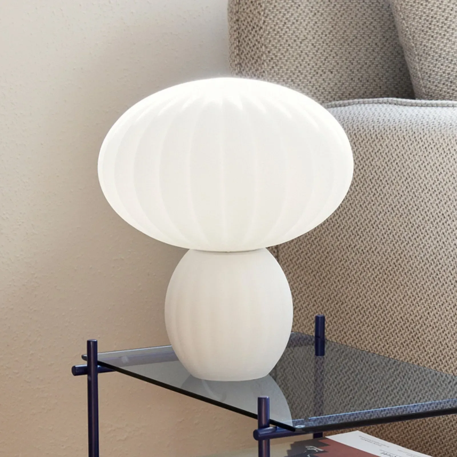 Tischleuchte Hübsch, Kumu, Weiß, für Wohnzimmer, Glas, Design - 28