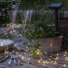 MARELIDA LED-Lichterkette Draht 9,9 m warmweiß Silber