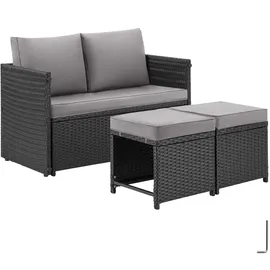 Tectake Monopoli Rattanlounge-Set 4-tlg. schwarz