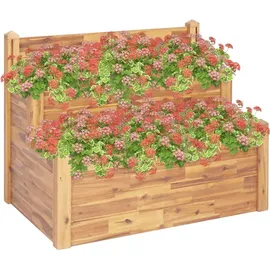 vidaXL Pflanzkübel auf 2 Ebenen 110 x 75 x 84 cm Braun