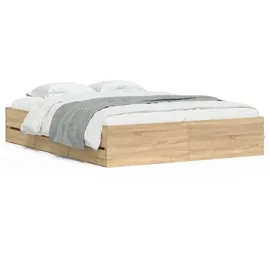 vidaXL Bettgestell 150 x 200 cm Schubladen Sonoma-Eiche