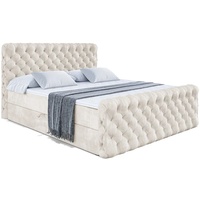 ALTDECOR Boxspringbett mit Kopfteil, Bettkasten und Fußteil, Polsterbett BOXI8-Z - Mittelfest (H3) Matratze - 160x200 - Taupe Samt