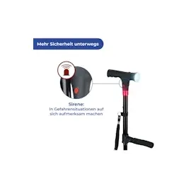 Maximex Multifunktionaler Gehstock mit LED-Licht und Aufstehhilfe schwarz