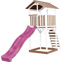 Axi Beach Tower Spielturm Braun/Weiß. Rutsche Lila & Sandkasten