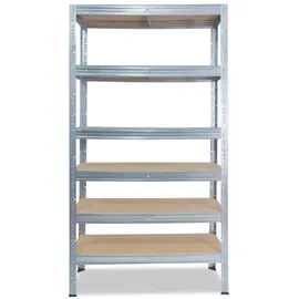shelfplaza PRO 200x60x40 cm Schwerlastregal in verzinkt mit 6 Böden und 166 kg Traglast pro Boden