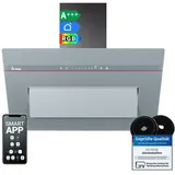 KKT KOLBE A+++ Dunstabzugshaube 80 cm 782 cbm/h Umluft Abluft Kopffrei Wandhaube | Glas Matt Grau | Nachlaufautomatik | Smart WiFi App WLAN | SensorTouch | RGBW LED-Beleuchtung | PLOOM8005G