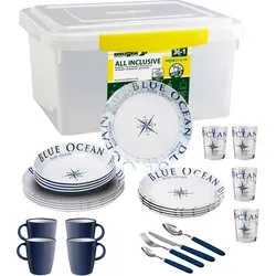 Melamin Campinggeschirr-Set Blue Ocean Midday 37-teilig bunt No Size