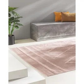 benuta Nest In- & Outdoor Teppich Bonte - Rosa 80x150 cm - Strapazierfähig & Pflegeleicht - Für Balkon, Terrasse, Garten - Küchenteppich & Wohnzimmerteppich - Geometrisch, Boho-Style, Hygge Cozy