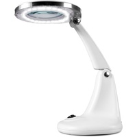 Fysic FL-30LED - Lupenlampe - Tischlupe mit Licht LED - Tischlampe mit Lupe - für Handwerkliche Arbeiten Lesen,Nähen,Hobbys,Arbeit,Sehschwäche - Weiß