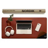 Nordik Schreibtischunterlage aus Filz und Leder – Emberwood Brown – 89 x 43 cm – Schreibtischunterlage aus Filz und Leder mit Dokumentenfach – Große Computerunterlage für Schreibtisch und Tastatur