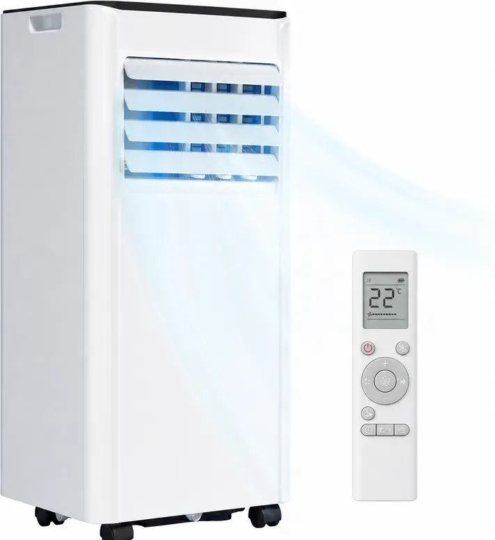 Temprium 9000 BTU mobile Klimaanlage, 4-in-1 Kühlfan Luftentfeuchter, Energieklasse A, mobile AC mit Digital-LED-Display, Fernbedienung, 24H-Timer, inklusive Fenster-Kit.