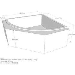 Badewannenträger für VitrA Normus 140 140 × 140 × 44,5 cm
