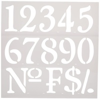Rayher HOBBY 38907000 Schablone Nummern, 30,5 x 30,5 cm, Polyester, SB-Btl 1 Stück