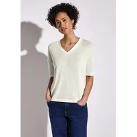 STREET ONE Damen A322901 Strick-Look T-Shirt, Off White, 38