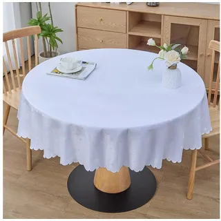 simurq Tischdecke Abwaschbar Lotuseffekt | Wasserabweisend & Pflegeleicht & fleckenabweisend Tischdecken | tischdecke weiß - Tischdecke Rund 140- Tischtuch Table Cloth (weiß, 140 cm Rund)