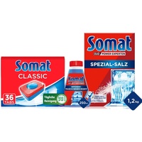 Somat Classic Spülmaschinen Tabs (36 Tabs), kraftvolle Reinigung, strahlend sauber&Somat Spezial Salz 1,2Kg