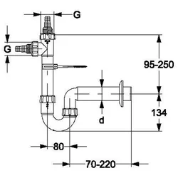 Haas Waschmaschinen-Siphon mit zwei Geräteanschlüssen 1 1/2