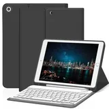 ZOYU Hülle mit Tastatur für iPad 9. 8. 7. Generation 2021 2020 2019, iPad 9/8/ 7 10,2 Zoll Hülle mit Tastatur, Bluetooth Keyboard Folio mit Stifthalter, QWERTZ Layout, Schwarz