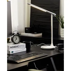 Schreibtischlampe LED Metall weiß 38 cm verstellbar DRACO