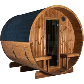 sentiotec Kaski 240 View Canopy Fasssauna Außensauna Gartensauna aus Thermo-Kiefer Ø 220 x 240 cm