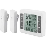 Ej.life - Kühlschrank Thermometer Wireless Digital Akustischer Alarm Kühlschrank Gefrierschrank Thermometer mit 2 stücke Sensor Min/Max Display