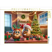 Calvendo Puzzle Weihnachtszauber im Wohnzimmer: Die festlichen Couch-Potatoes 1000