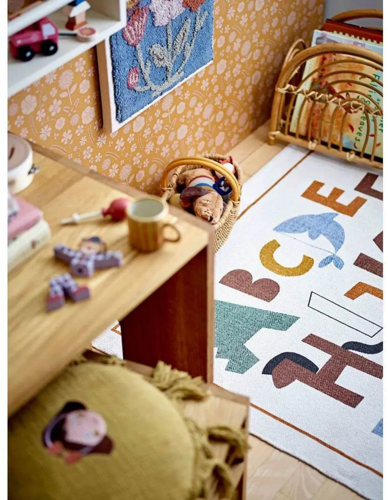 Teppich/Läufer Bloomingville, Beige, für Kinderzimmer, Stoff / Textil - 110 - 110