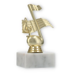 Pokal Kunststofffigur Note gold auf weißem Marmorsockel 13,3cm