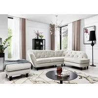 Fun Möbel Ecksofa inkl.Hocker CHARLOTTE in Stoff Matt Velvet