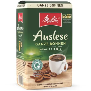 Melitta Auslese Ganze Kaffee-Bohnen, Bohnen für Filterkaffeemaschinen, starke Röstung, geröstet in Deutschland