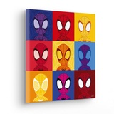 KOMAR Keilrahmenbild im Echtholzrahmen - Spidey Symmetry - Größe 30 x 30 cm - Bild, Leinwandbild, Marvel, Kinderzimmer, bunt