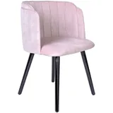 Esszimmerstuhl Rosa Samt Villa Glamour Polsterstuhl 80 cm Boudoir Designstuhl