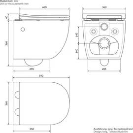 luxebath Wand-WC mit WC-Sitz Weiß Nano