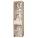 ALLHOUSE24 Glasvitrine PEONY Kaschmir mit LED Beleuchtung VITRINE Breite 45 cm grau