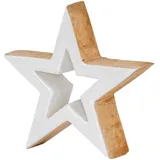 levandeo Holz Stern 15 x 15 cm Mango/Weiß/Natur/Braun