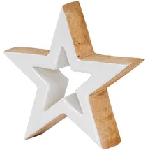 levandeo Holz Stern 15 x 15 cm Mango/Weiß/Natur/Braun