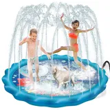 Pellor Splash Pad 170cm,Splash Play Matte Sprinkler Wasser-Spielmatte Anti-Rutsch Spielzeug Sprinkler Play Matte Sommer Outdoor Spielzeug, Garten Wasserspielzeug Kinder Baby Pool Pad Spritzen