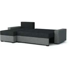 Fun Möbel Ecksofa Schlafsofa Sofa HEDVIG Kunstleder/Stoff Weiß- Schwarz Ottomane Links