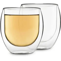 Feelino Trinkglas Jumbo | Doppelwandig | Hochwertiges Borosilikatglas | 2 x 410 ml | Unikat Transparent