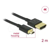 DeLock HDMI-Kabel HDMI-A Stecker HDMI-Micro-D Stecker 2 m Schwarz