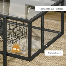 Homcom Beistelltisch Hartglas, Stahl