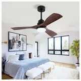 BBG Deckenventilator 42-Zoll-Deckenventilator mit LED-Beleuchtung und Fernbedienung, leiser DC-Motor, dimmbar, Sommer- und Winterbetrieb schwarz