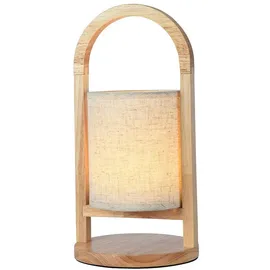 V-Tac Tischlampe Tischleuchte Nachttischleuchte mit Touchdimmer Holz beige, Akku, 1x LED 100Lm 3000K warmweiß, H 32 cm